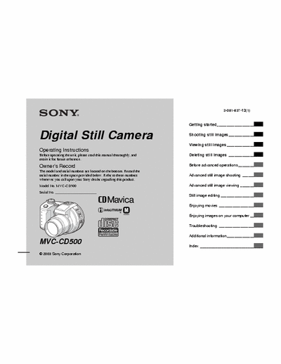 Sony MVC-CD500 127 page user