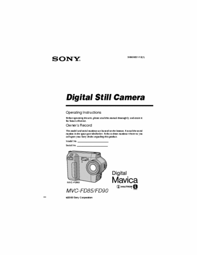 Sony MVC-FD85 68 page owner