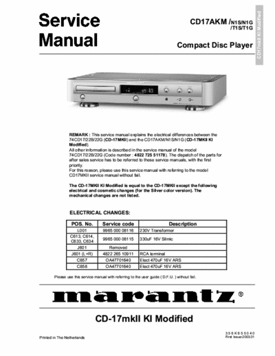 Marantz CD17AKM cd player