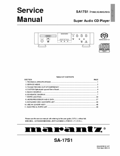 Marantz SA17S1 cd SuperAudio