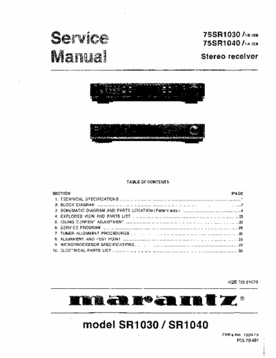 Marantz SR1030, SR1040 (75SR1030, 75SR1040) receiver