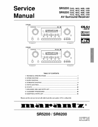 Marantz SR5200, SR6200 receiver