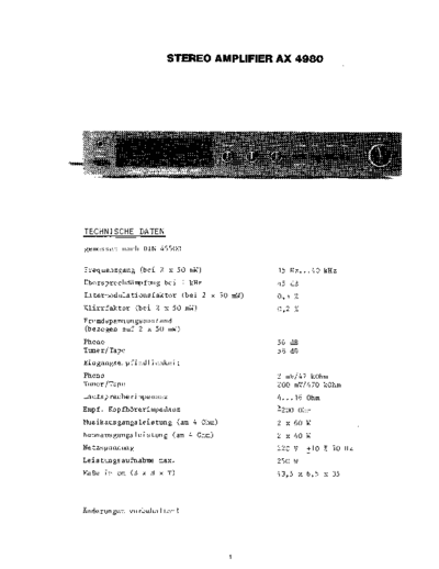 Metz Mecasound Stereo Amplier AX 4980dio center 4500 service manual
