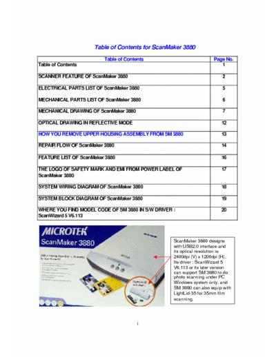 Microtek ScanMaker 3880 Microtek ScanMaker 3880 (Service Manual)