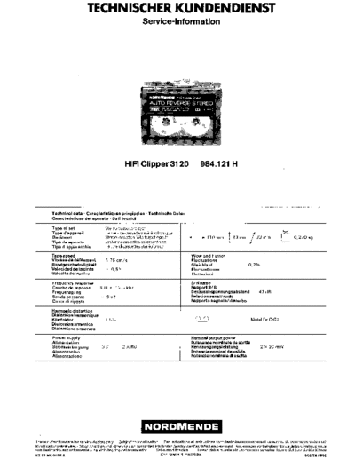 Nordmende HiFi Clipper 3120 service manual