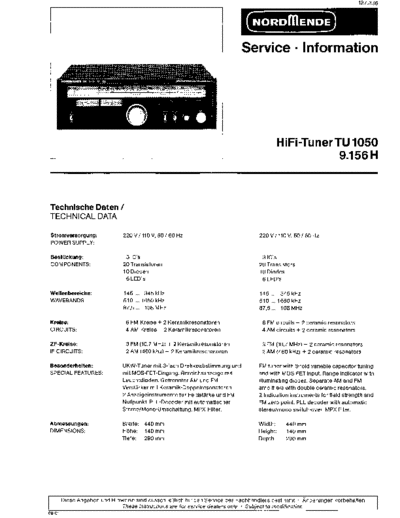 Nordmende HIFi-Tuner TU 1050 service manual