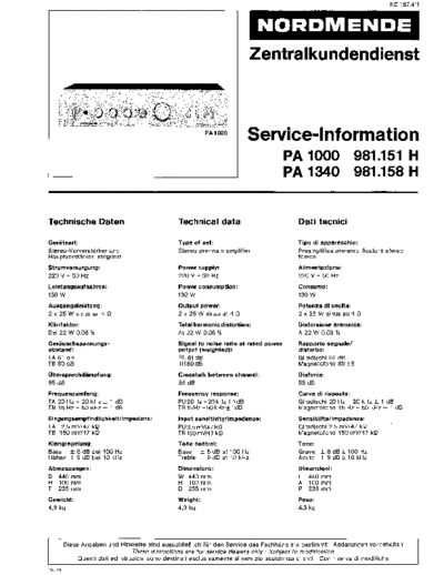 Nordmende PA 1000 service manual