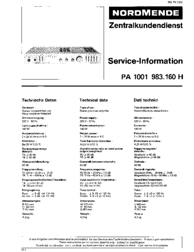 Nordmende PA 1001 service manual