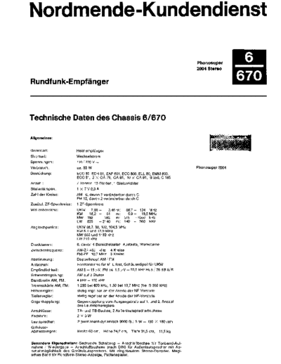 Nordmende Phonosuper 2004 6/670 rigoletto turrandot service manual
