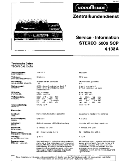 Nordmende Stereo 5006 SCP service manual