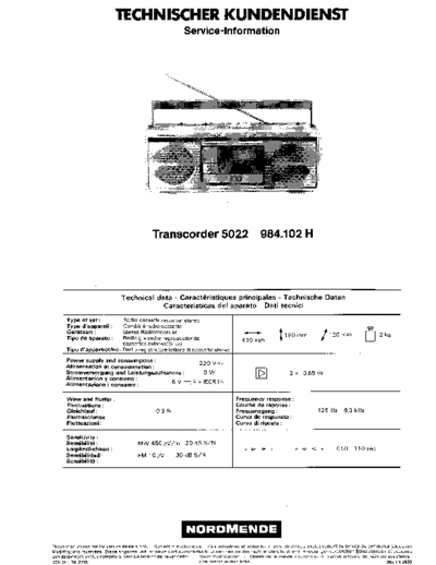 Nordmende Transcorder 5022 984.102H service manual