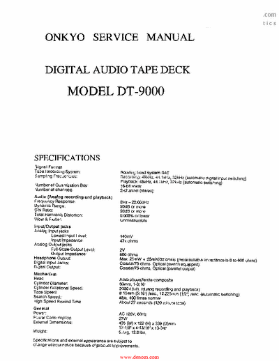 Onkyo DT9000 cassette deck