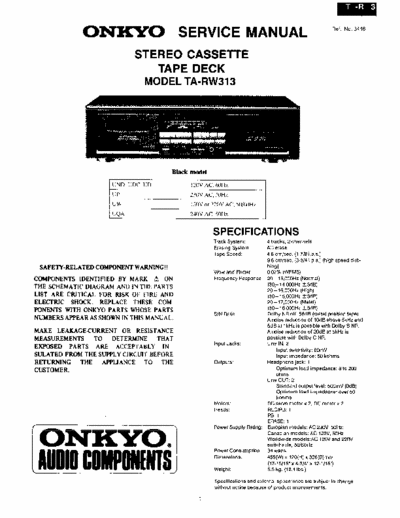 Onkyo TARW313 cassette deck