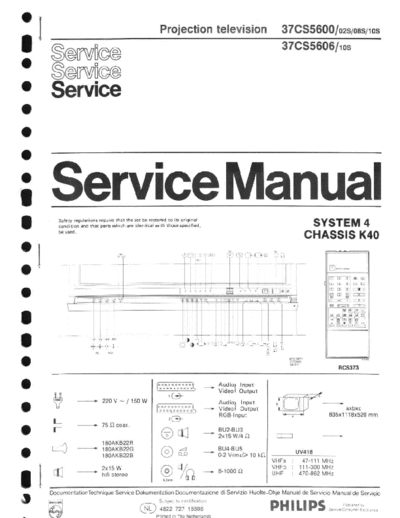 PHILIPS 37CS5600 Service Manual