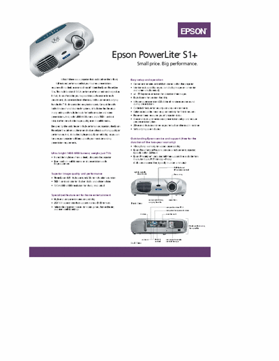 EPSON PowerLite S1, S1+ Product Specifications