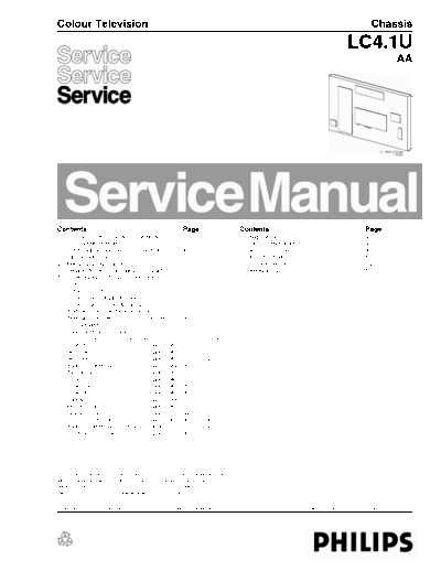 Philips 17PF8946/37 Service manual for the LCD TV set Philips 17PF8946/37 (Chassis LC4.1U).
