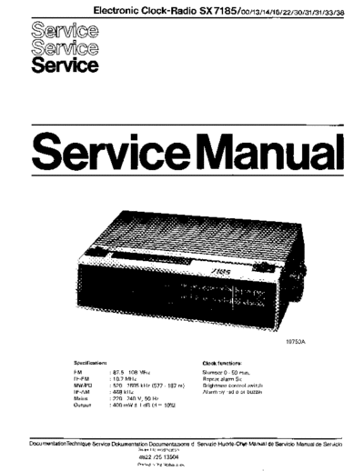 Philips SX7185 Electronic Clock.Radio service manual