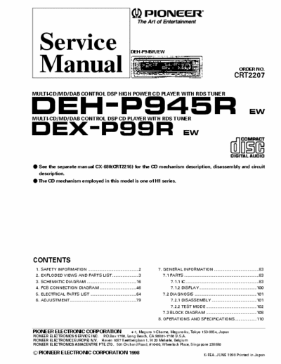 Pioneer DEHP945R, DEXP99R car radio