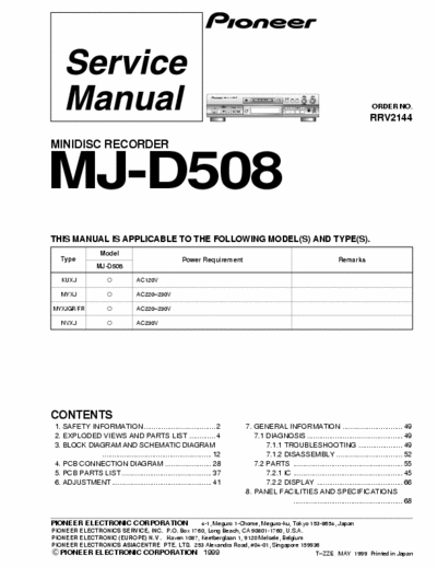Pioneer MJD508 minidisk