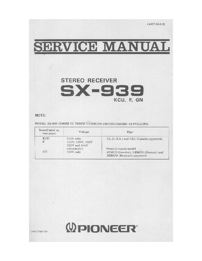 Pioneer SX939 receiver