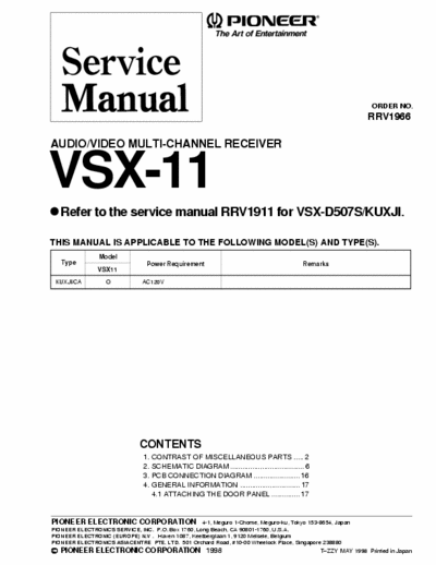 Pioneer VSX11 receiver
