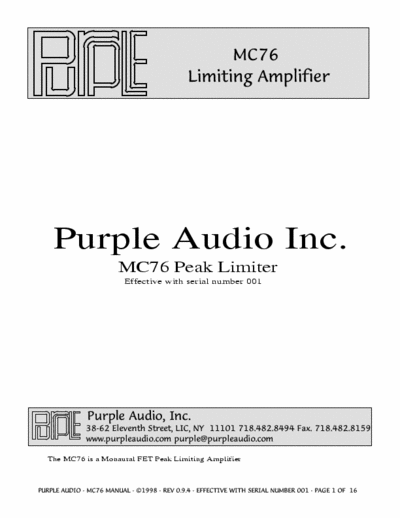 PurpleAudio MC76 limiter