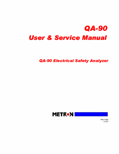 METRON. QA- Electrical
Safety
Analyzer