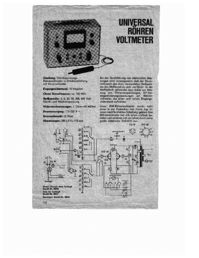 RIM Universal Rohren Voltmeter Vacuum Tube Voltmeter - German
Universal Rohren Voltmeter - RIM Bausatz