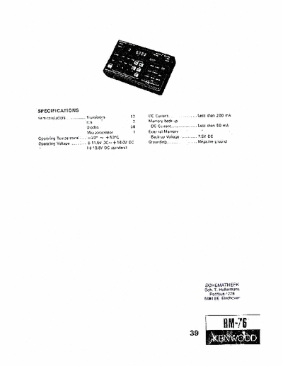 kenwood RM-76 RM-76 Schermatic