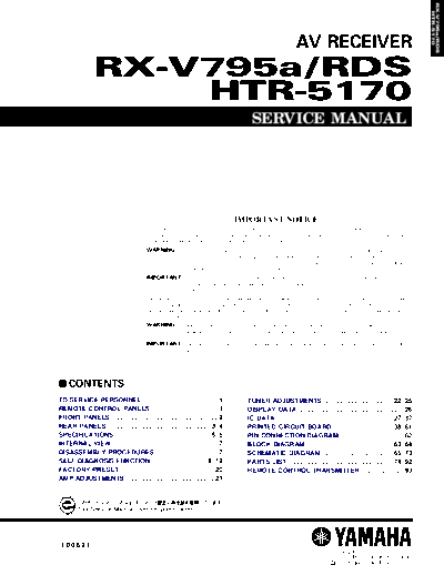 Yamaha RX-V795a Service Manual