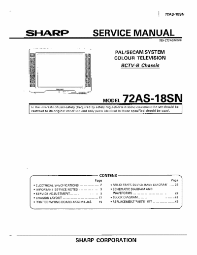 SHARP 72AS-18SN Service Manual