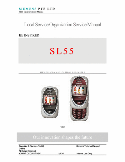Siemens SL55 SL55 Level 2 Service Manual
Local Service Organization Service Manual