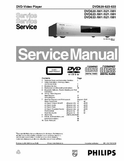 Philips DVD620, DVD623, DVD633 Service Manual Dvd Player - Type /001 /021 /051 - (17.108Kb) 8 Part File - pag. 59