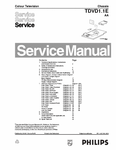 Philips TDVD1.1E /AA Service Manual Colour Television with Dvd Player - (14.682Kb) Part 1/7 - pag. 44