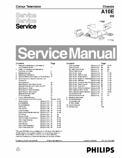 Philips A10E BB Service Manual Colour Television 16:9 PLL 38.9MHz - (24.716Kb - Part 1/8) pag. 105