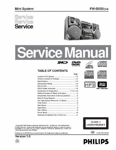 Philips FW-D550 /21M Service Manual mini Stereo 60+60W (RMS) - [19.265Kb Part 1/7] pag. 55