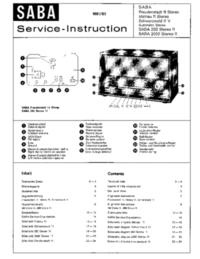 Saba Freudenstadt 11 stereo service manual