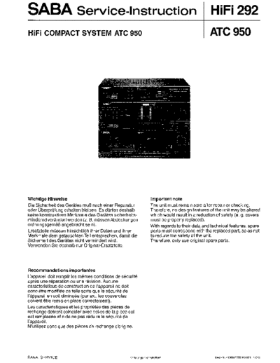 Saba HiFi Compact System ATC 950 service manual