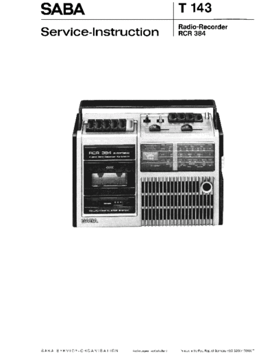 Saba Radio-Recorder RCR 384 sevice manual