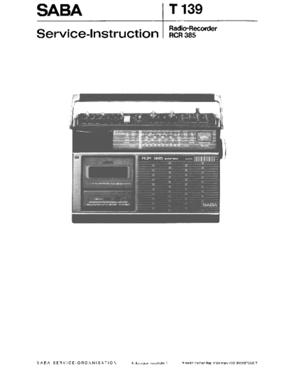 Saba Radio-Recorder RCR 385 sevice manual
