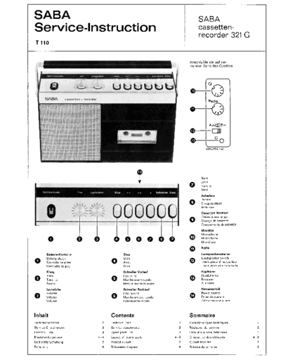 Saba cassettenrecorder 321 G service manual