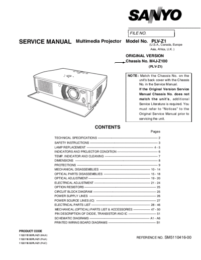 Sanyo PLV-Z1 Service Manual Multimedia Projector Color System PAL, Secam, NTSC, NTSC4.43, PAL-M, PAL-N (130W) - [5.085Kb - Part 1/3] pag. 67
