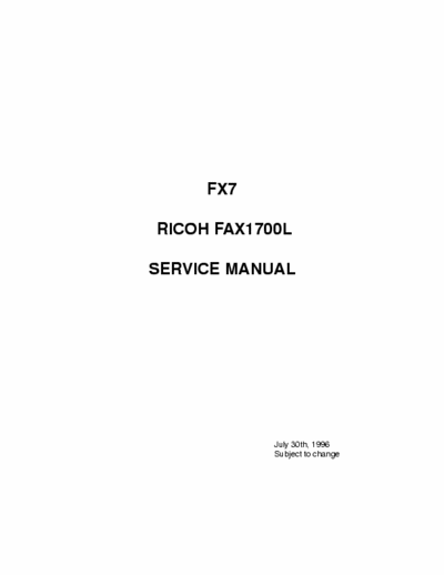 RICOH FAX 1700L Service Manual