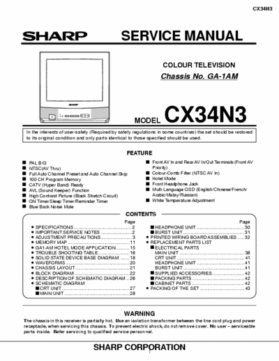 Sharp CX34N3 Service Manual