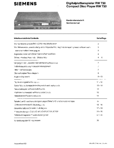 Siemens RW 730 service manual