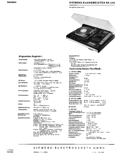 Siemens Klangmeister RS 330 service manual