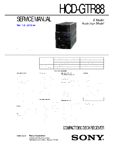 Sony HCD-GTR88 Service Manual