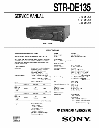 Sony STRDE135 receiver