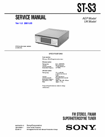 Sony ST-S3 service manual