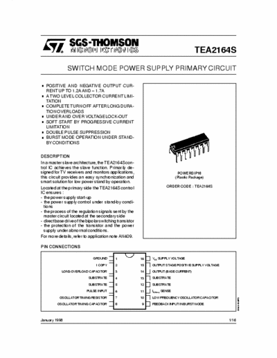 ST TEA2164S switch mode power supply primary cercuit